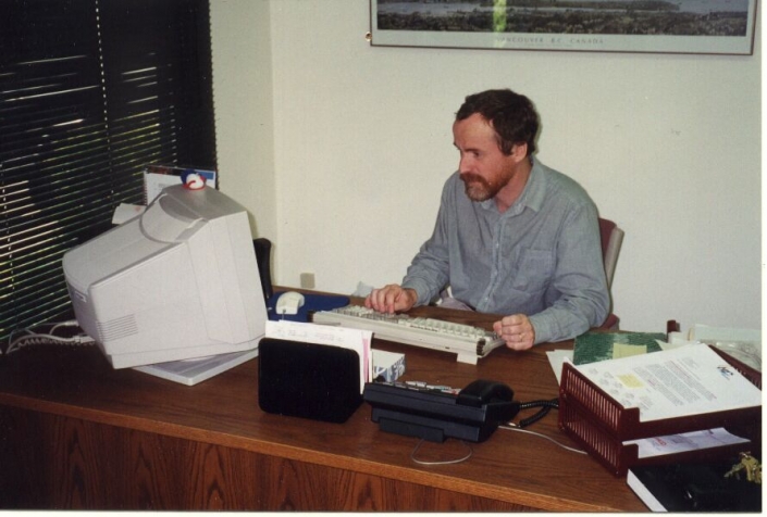 Jim Penman working on the computer